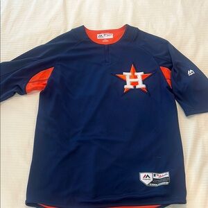 Majestic Navy and Orange Houston Astros Shirt